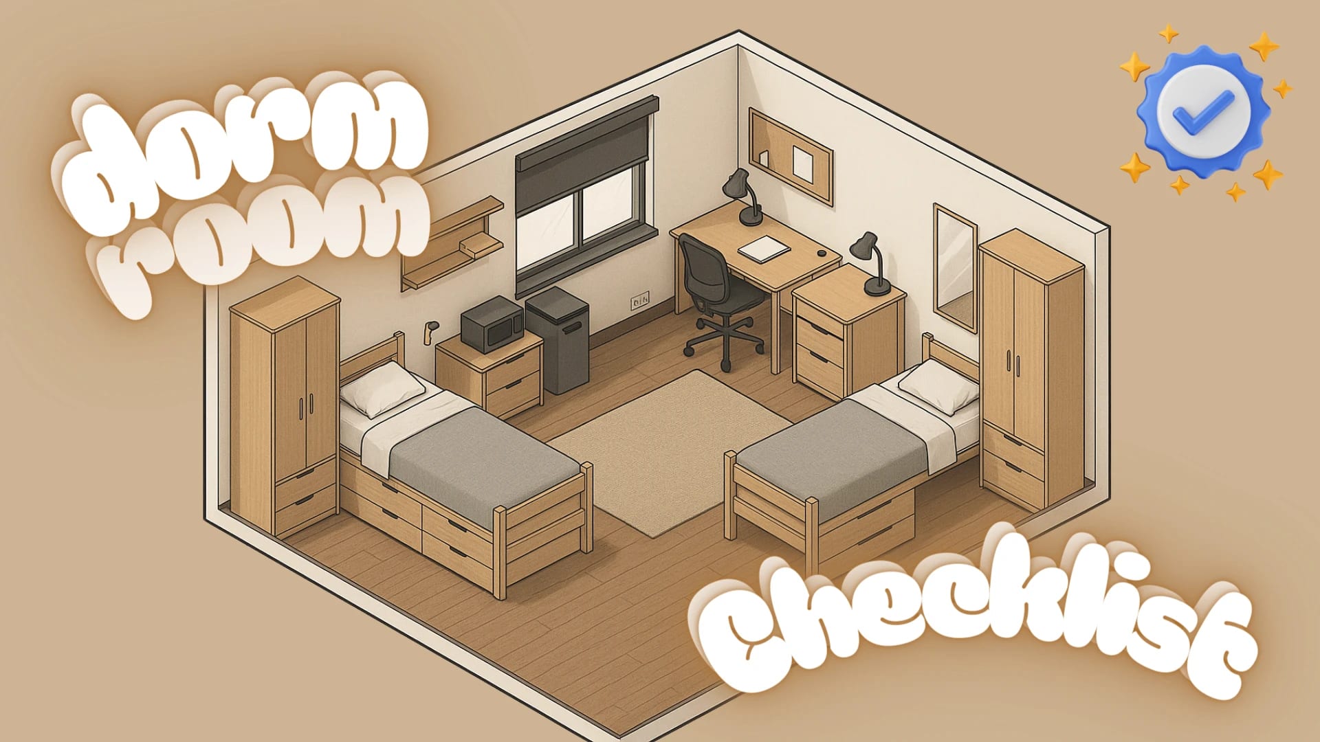 a dorm room in 2d view floor plan