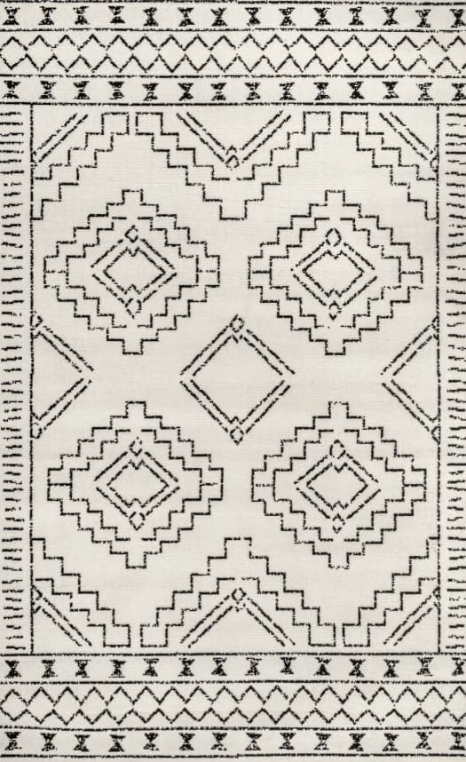 Gray Diamond Geometric Rug pattern closeup