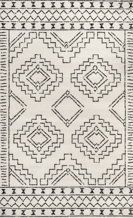 Gray Diamond Geometric Rug pattern closeup