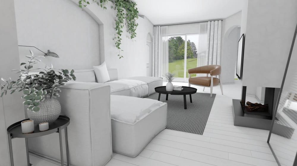 cozy living room furniture layout with open walkways