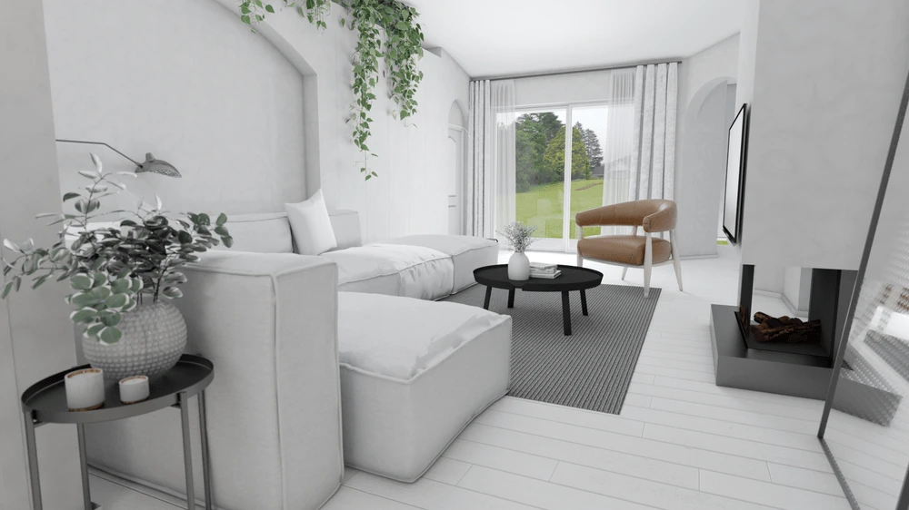 cozy living room furniture layout with open walkways