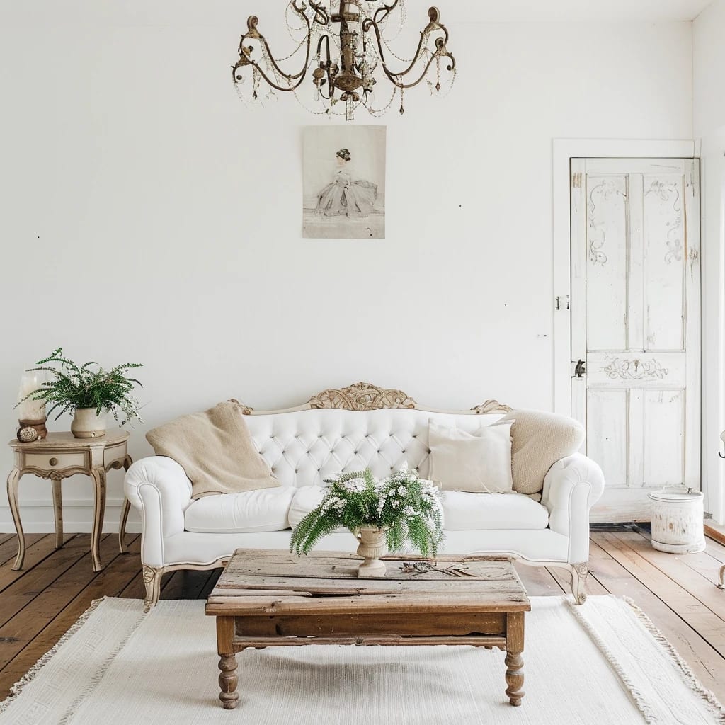 White living room, vintage mood