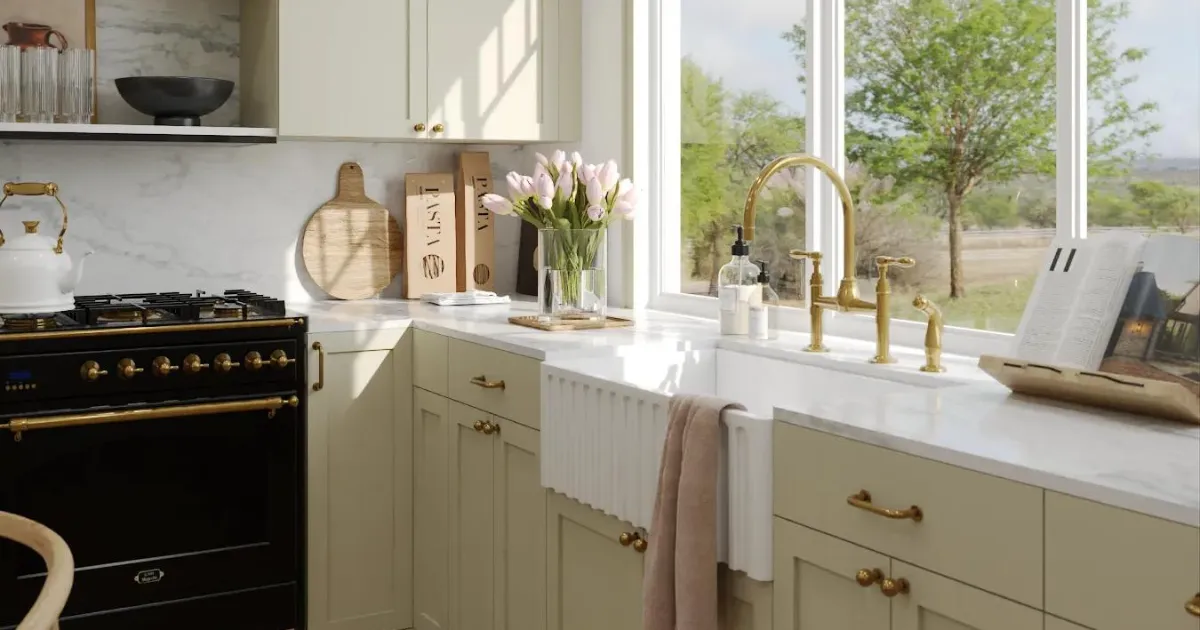 Kitchen with Elegant Gold Accents for a Bright Spring Look