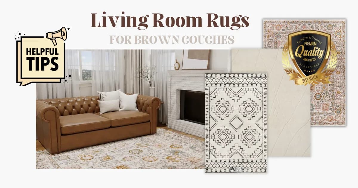 7 Tips & Tricks For Choosing Living Room Rugs For Brown Couches