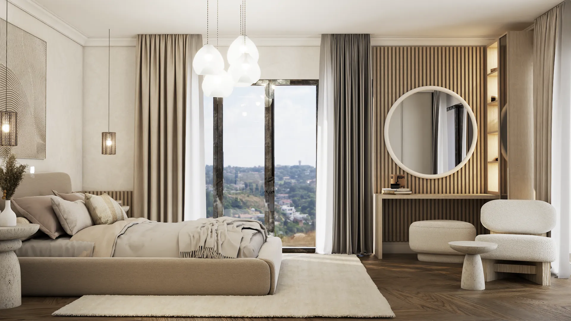 Luxurious hotel suite with view