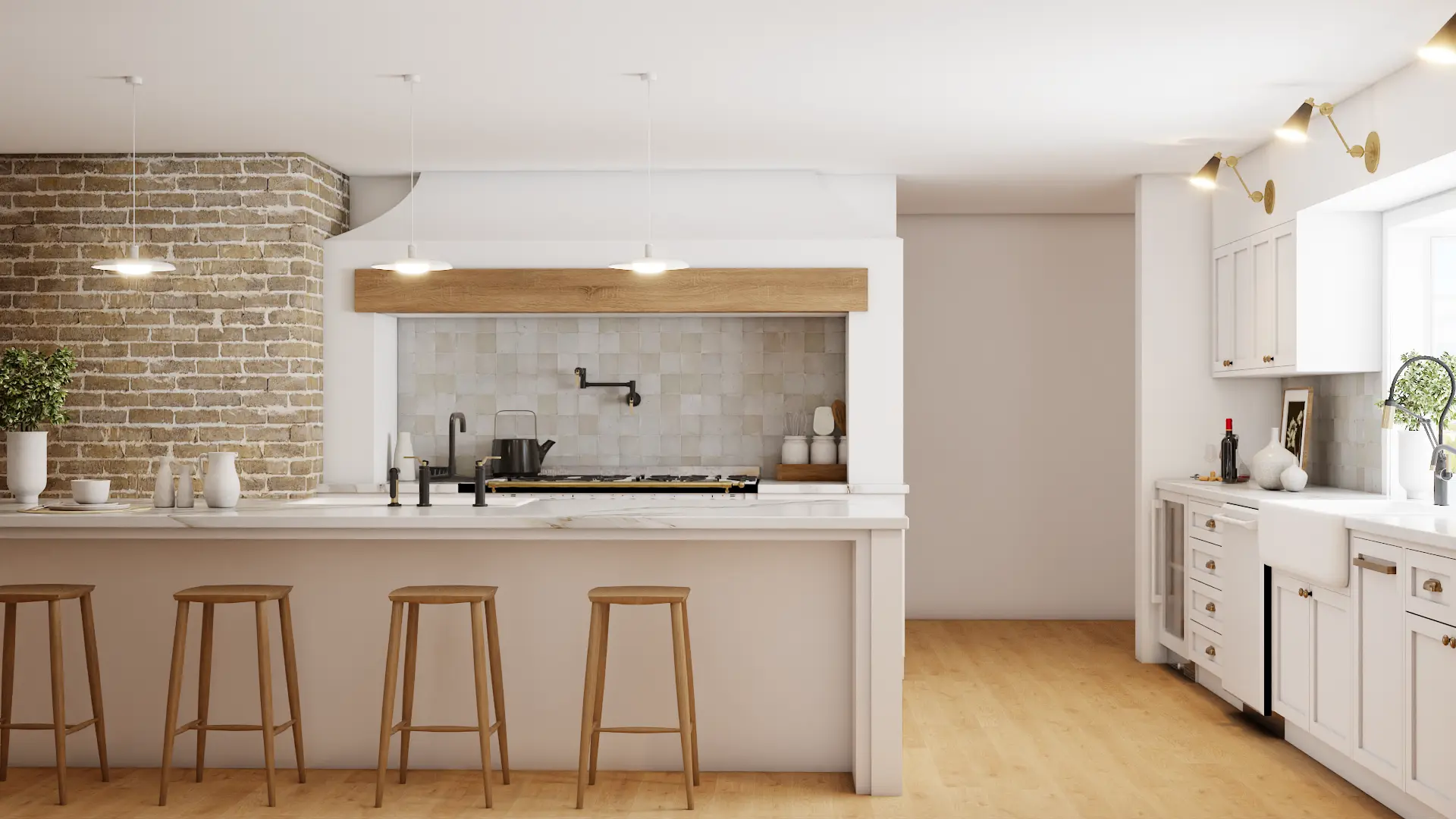 Urban kitchen featuring sleek lines and modern design, another successful project by Debora's online interior design service based in New York.