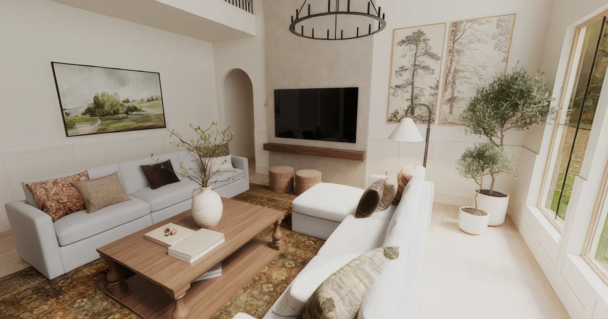 Online Interior Design 360° Tour Vaulted Ceiling Living Room