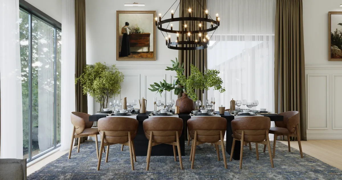 Dining Room Interior Design Ideas: Tables and Chandeliers